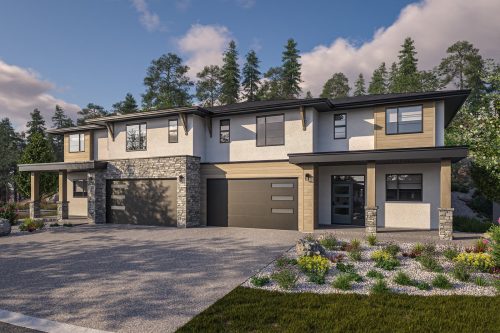 Velvet Upslope Home in Antler Heights, Wilden Kelowna – medium exterior design with modern architecture on the hillside