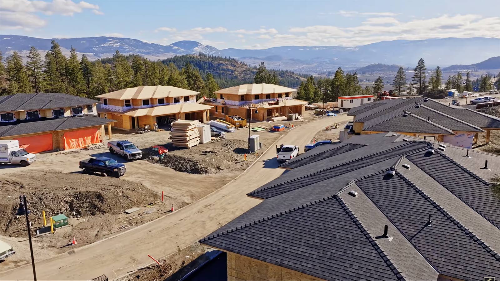 new construction and building progression of duplex homes in Kelowna and Wilden neighbourhood